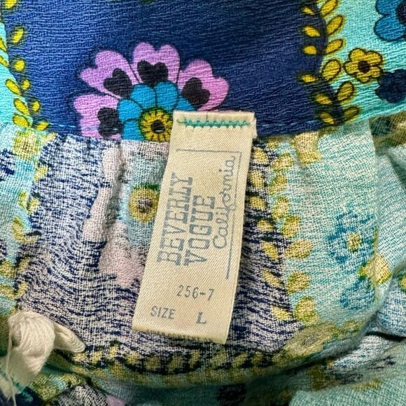 Vintage 1960s Beverly Vogue Calif Wrap Maxi Skirt Blue Floral Women’s Large - Picture 3 of 4